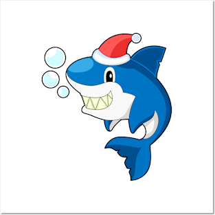 Shark Christmas Christmas hat Posters and Art